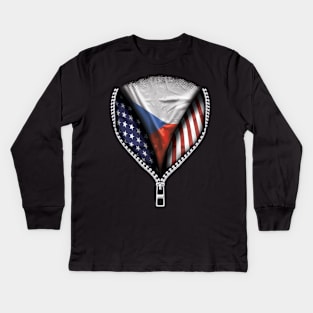 Czech Flag  Czech Republic Flag American Flag Zip Down - Gift for Czech From Czech Republic Kids Long Sleeve T-Shirt